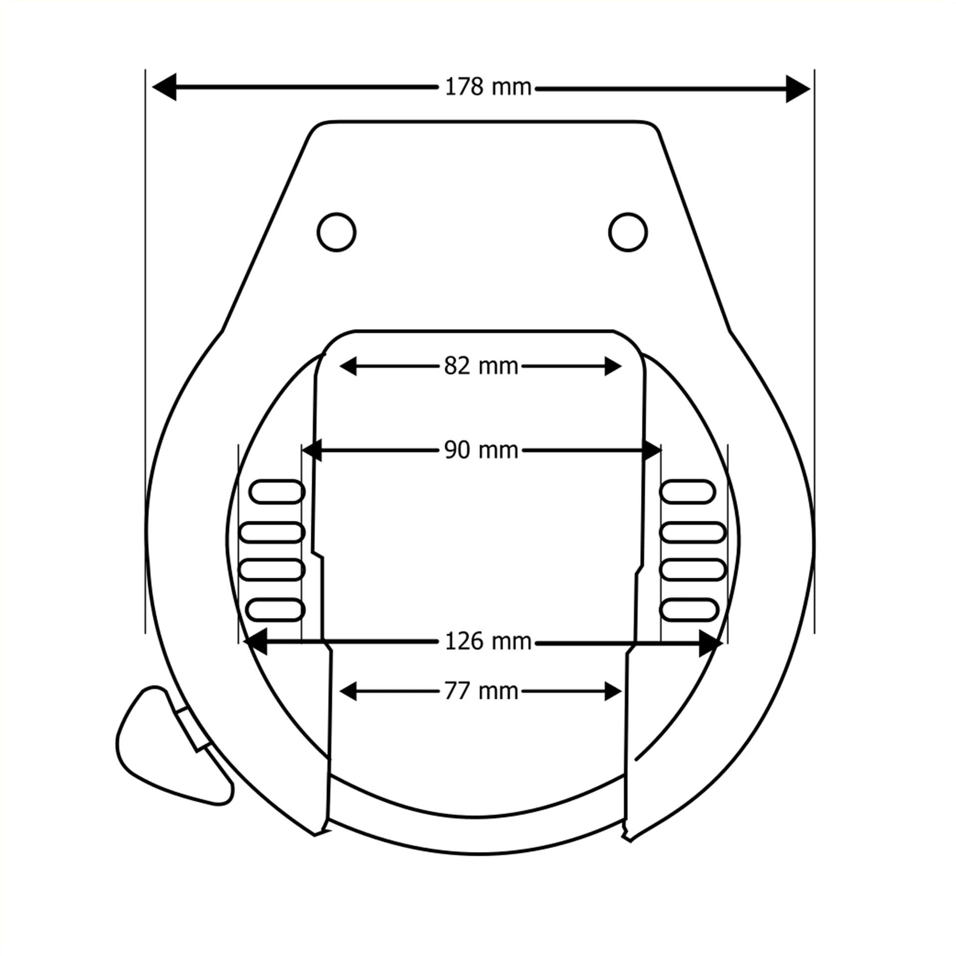 Falkx Lox Ringslot  - Zwart - 82mm Breed 3/4