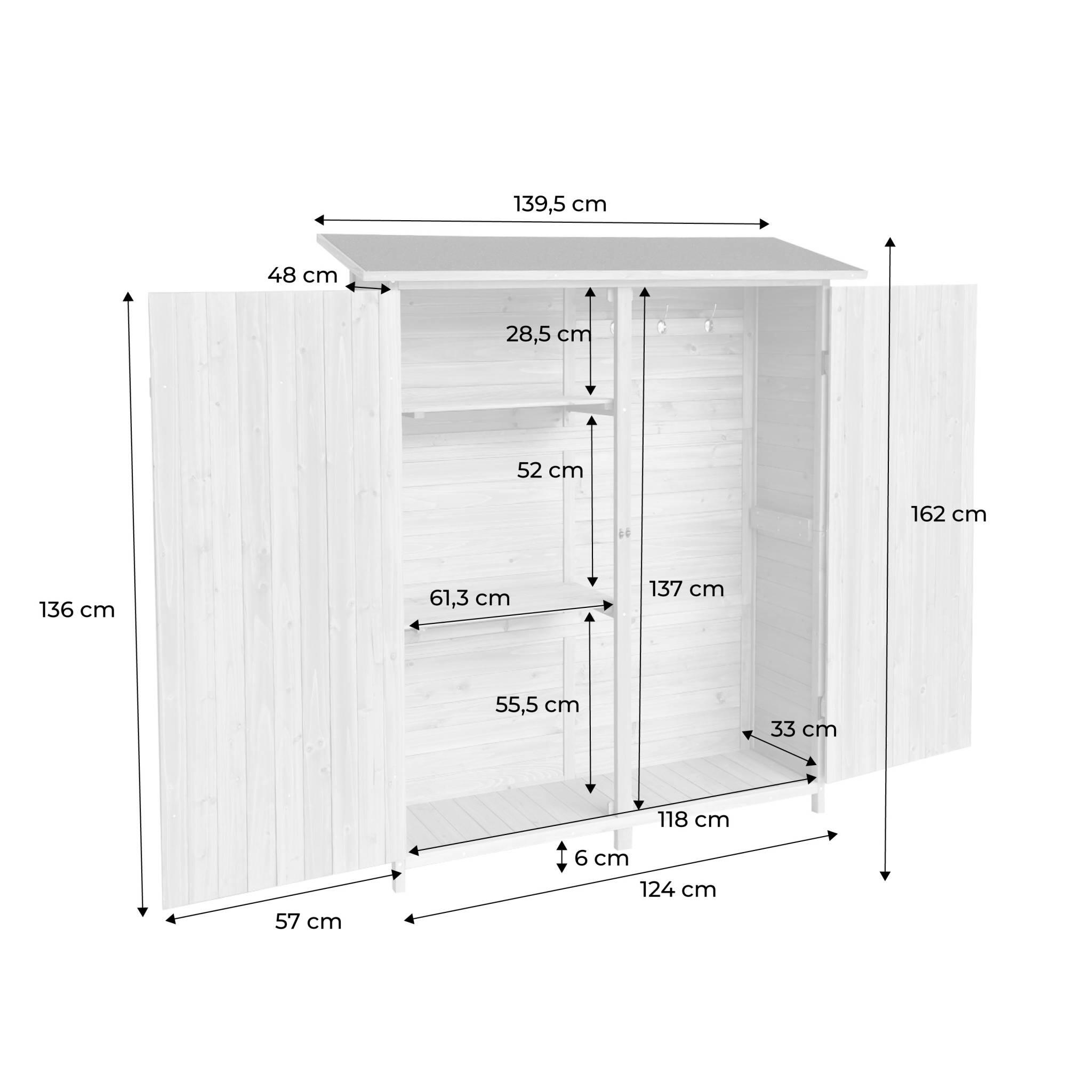 Caseta de jardín de 140cm en madera de abeto, Madera 4/6