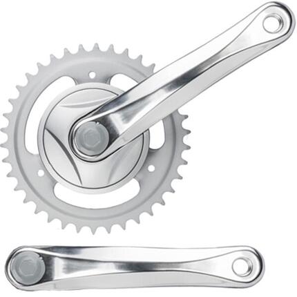 Messingschlager Kurbelsatz 38Z, L=170mm, Aluminium/Stahl, 1-fach, JIS, silber