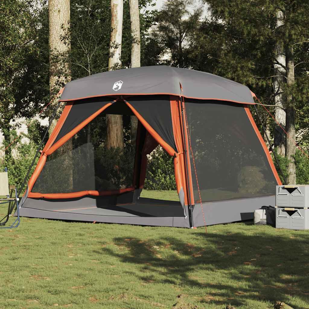 VidaXL Familienzelt 6 Personen, wasserdicht, Grau-Orange 4/7