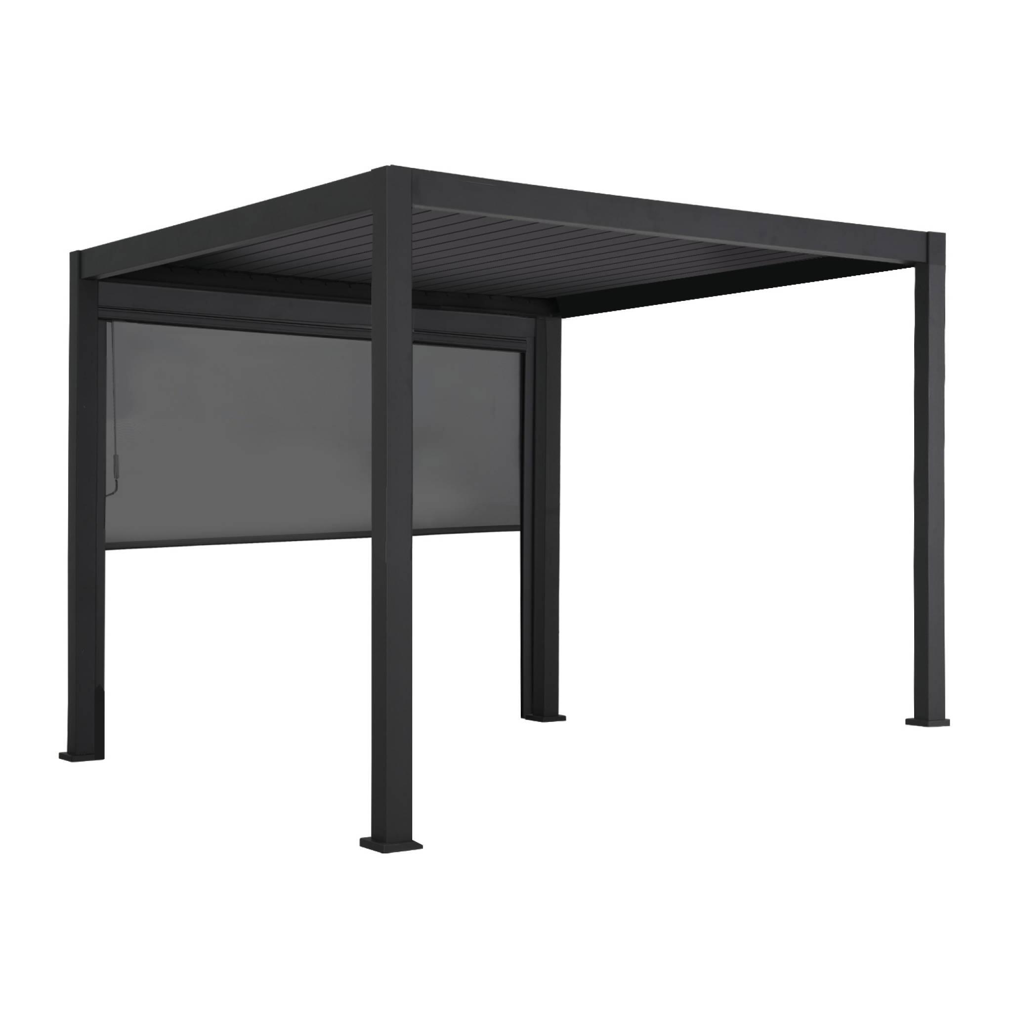 Pergola bioclimatica 3x3m in alluminio V2 + tenda 3x3m, Antracite 3/6