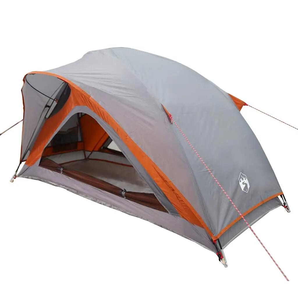 Tente VidaXL 1 personne imperméable gris et orange 3/7