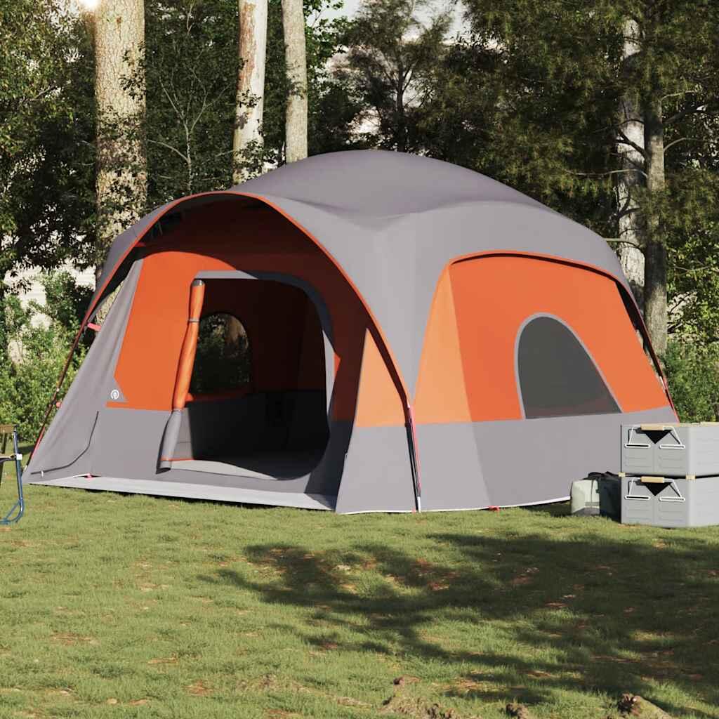 VidaXL Tienda familiar 6 personas impermeable gris y naranja 4/7