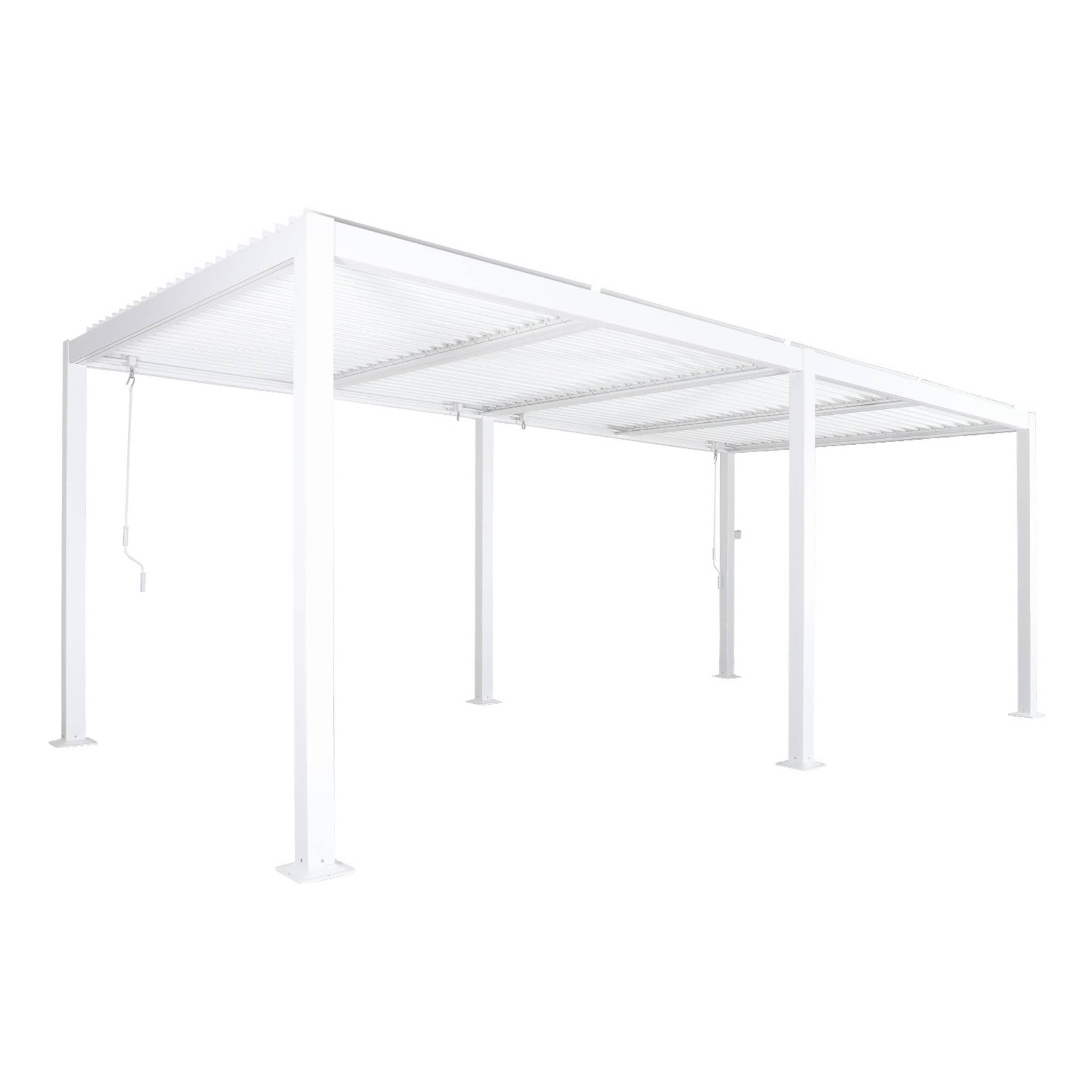 Pérgola bioclimática 3x6m de aluminio y acero con lamas orientables, Blanco 2/6