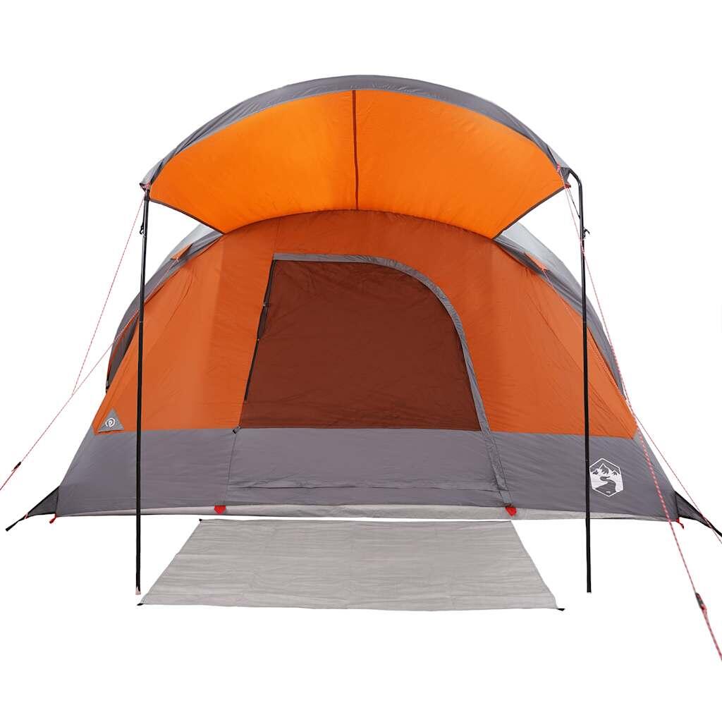 Tienda túnel VidaXL para 8 personas, impermeable, gris y naranja 6/7