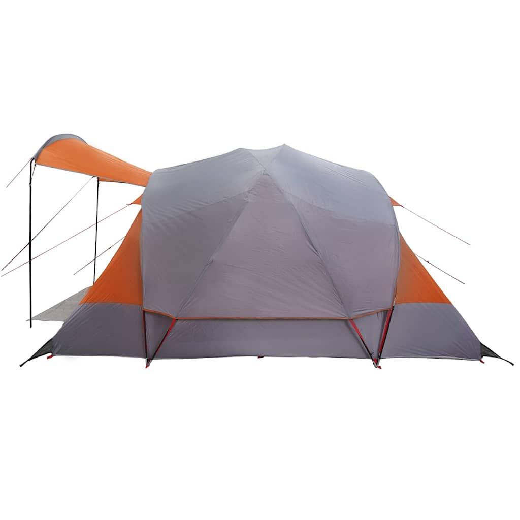Tienda túnel VidaXL para 8 personas, impermeable, gris y naranja 7/7