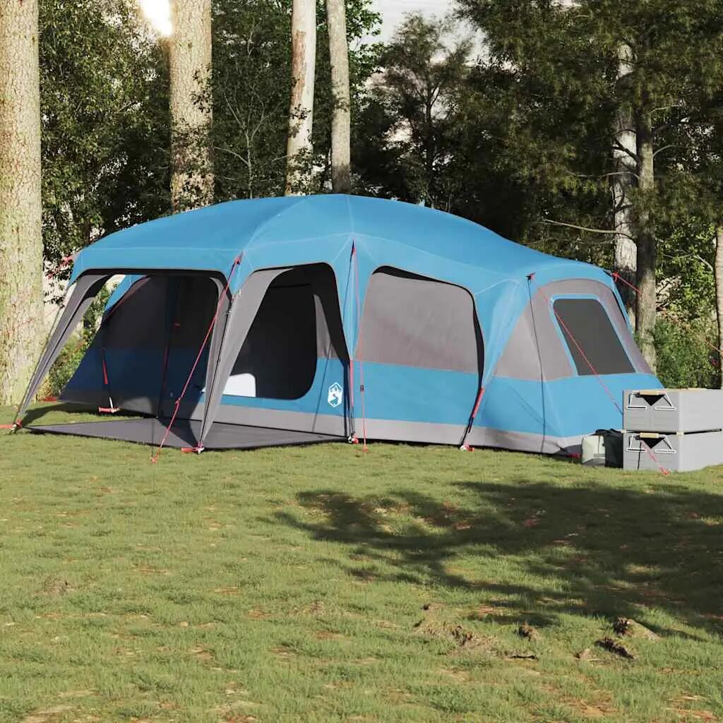 Tienda familiar VidaXL con cúpula y veranda para 9 personas, impermeable, azul 3/7