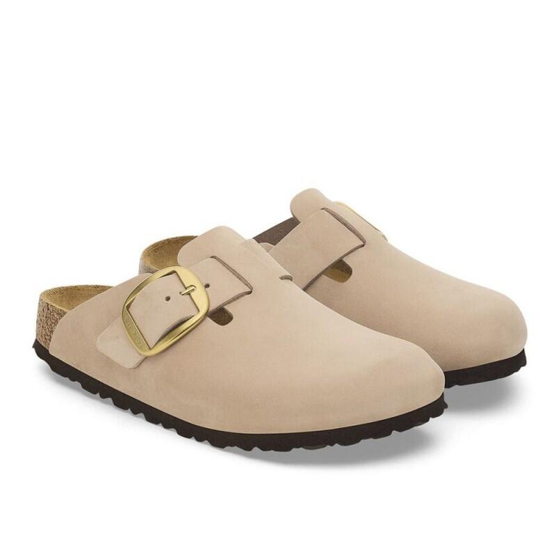 Sandalias Planas Mujer Birkenstock Boston Big Buckle Beige 2/7