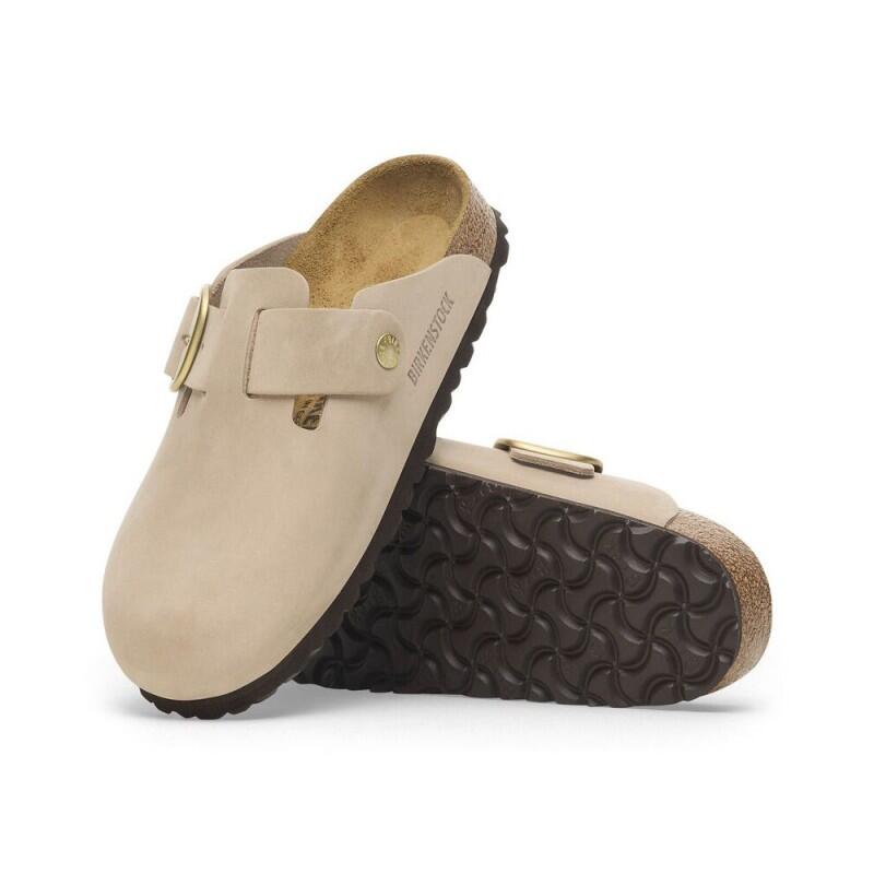 Sandalias Planas Mujer Birkenstock Boston Big Buckle Beige 4/7