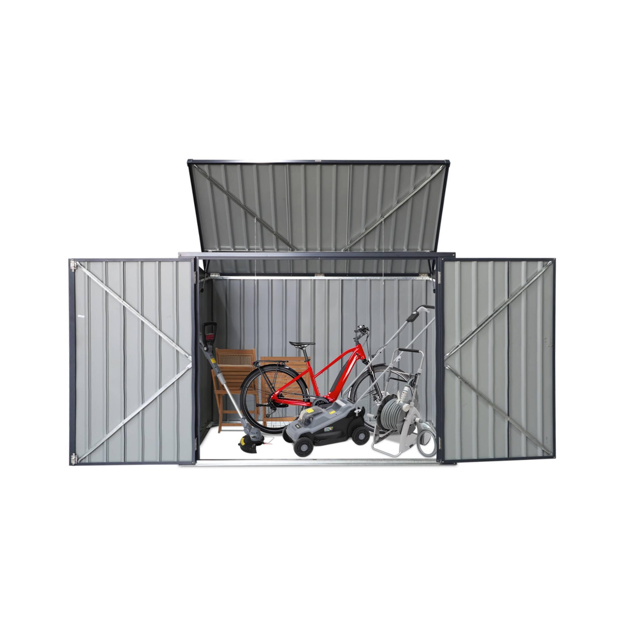 Contenedor de basura doble de acero galvanizado con 1,75m², Antracita 5/5