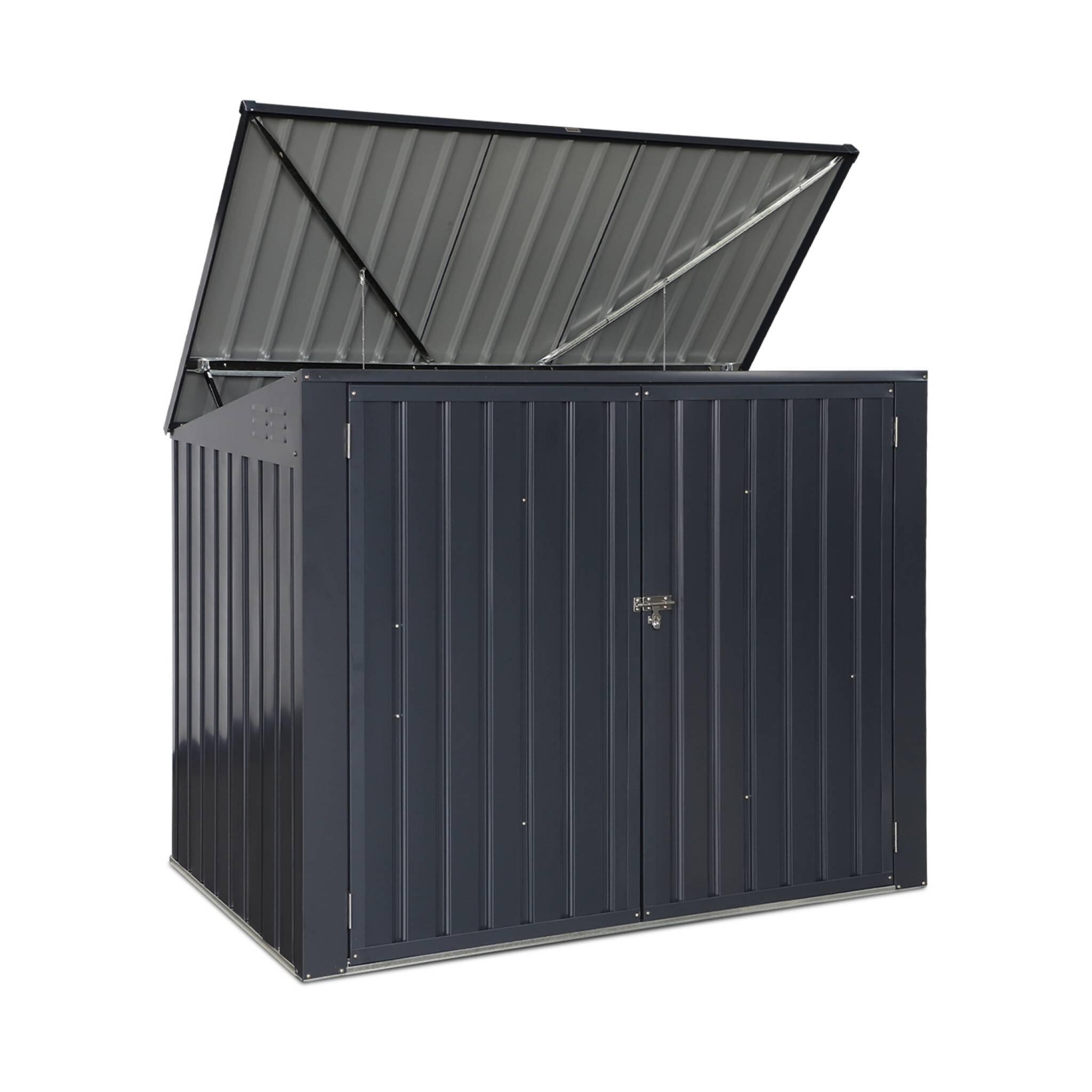 Contenedor de basura doble de acero galvanizado con 1,75m², Antracita 3/5
