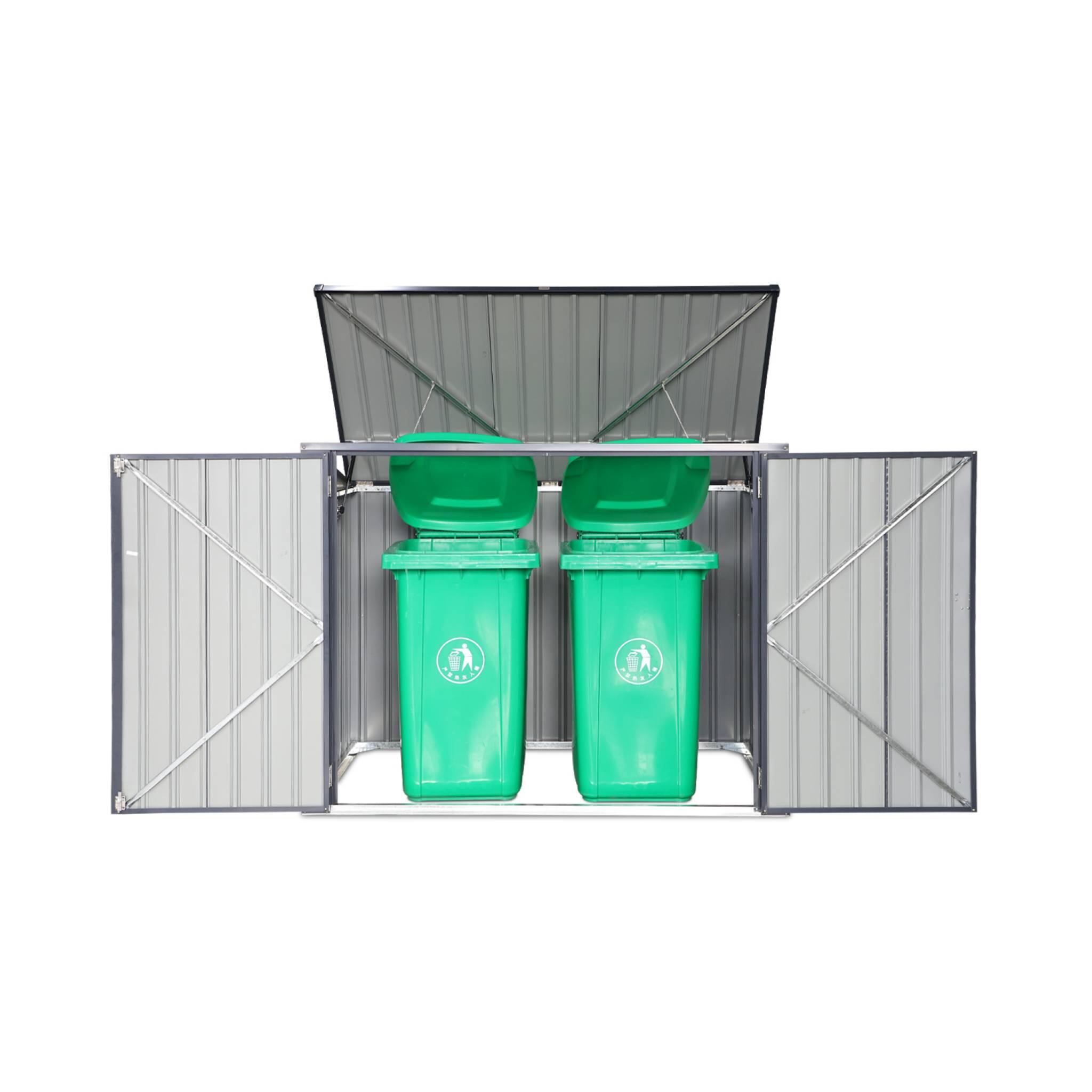 Contenedor de basura doble de acero galvanizado con 1,75m², Antracita 4/5