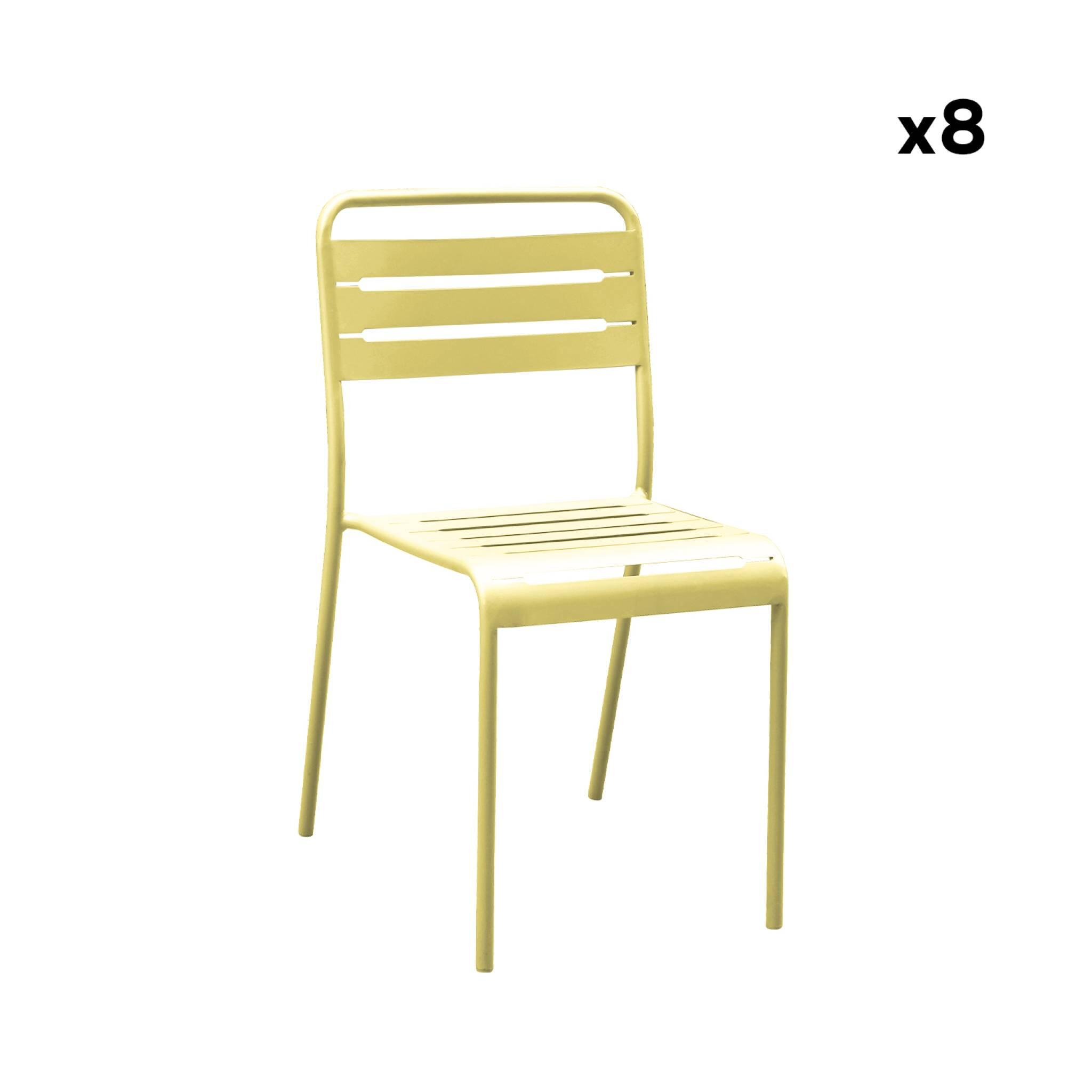 Mesa de jardim com 8 cadeiras de metal, Amarelo 5/6