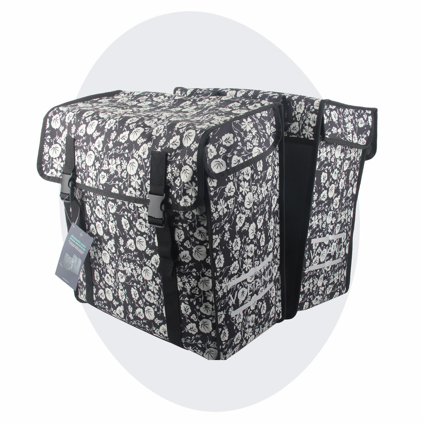 VOLTANO Voltano Dubbele Fietstas XXL - Midnight Blossom - 60 Liter