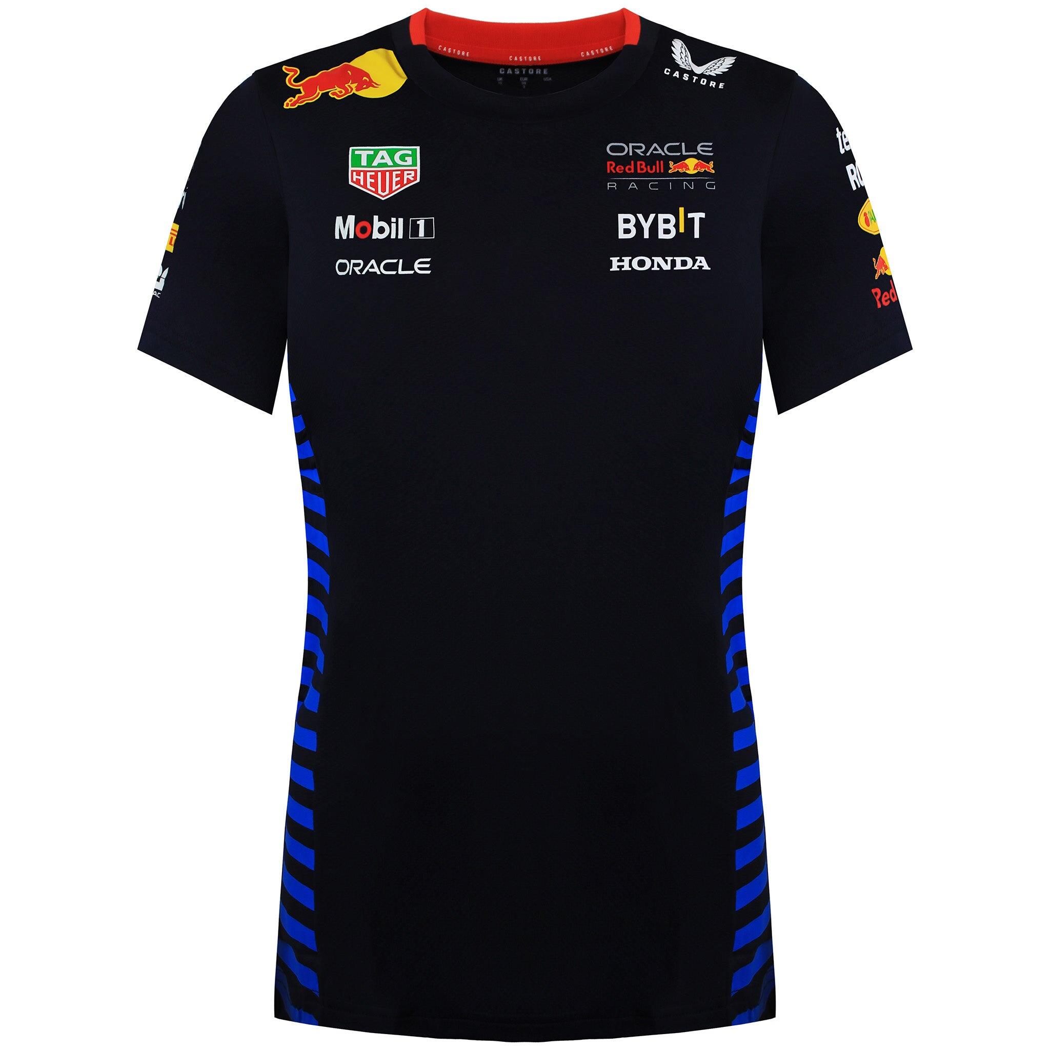 Red Bull Racing Official Teamline Set Up Womens Navy T-Shirt 1/4