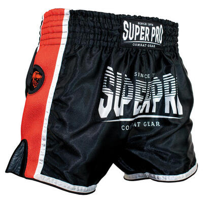 Super pro combat gear thai short stripes zwart/rood/wit