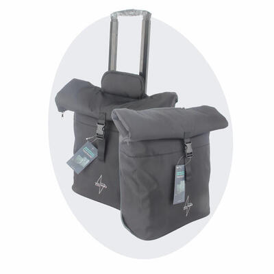 Voltano fietstrolley tas 2.0 - fietstas en trolley in 1 - zwart - laptopvak