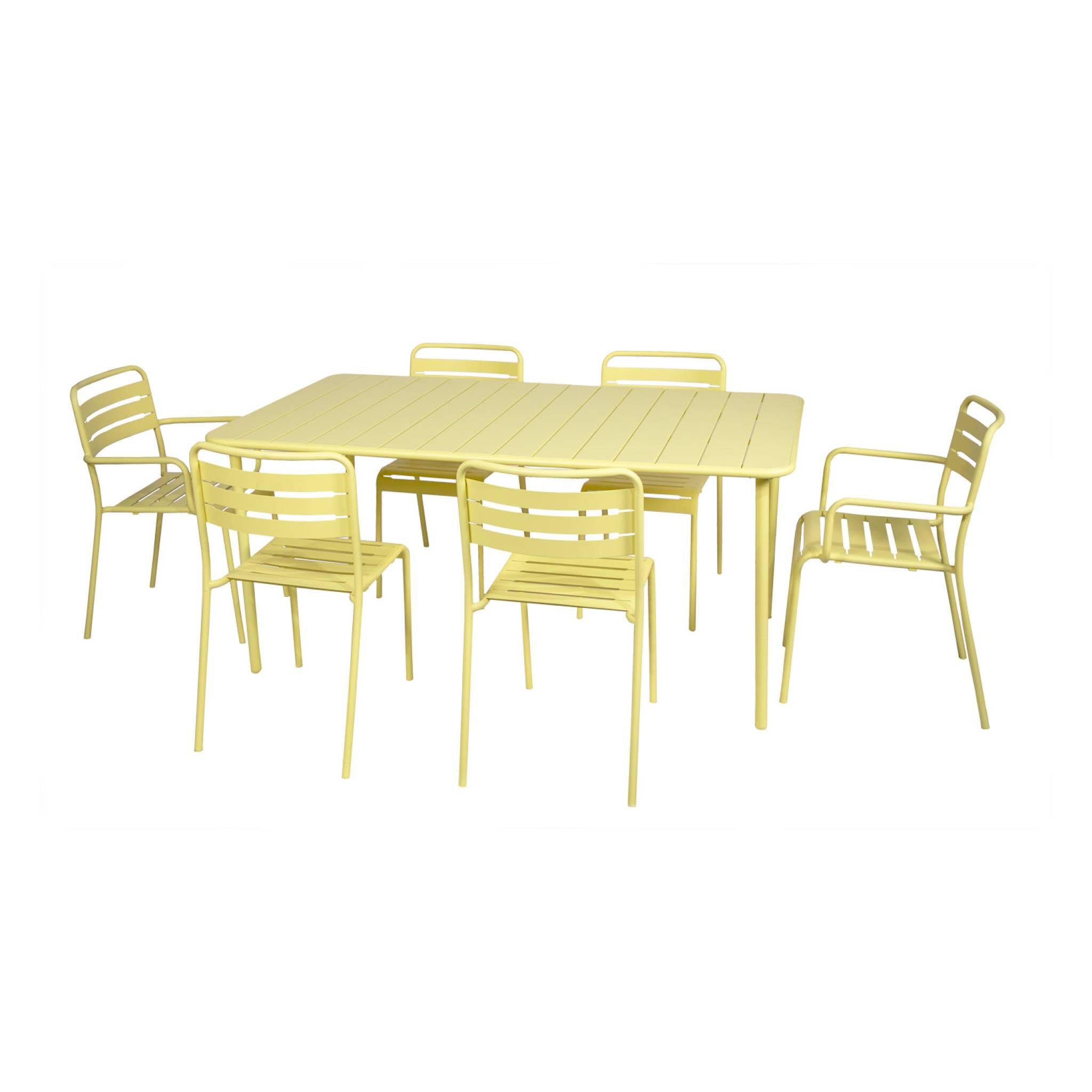 Mesa de jardín bistró de acero, 6-8 plazas, 160cm, Amarillo 4/4