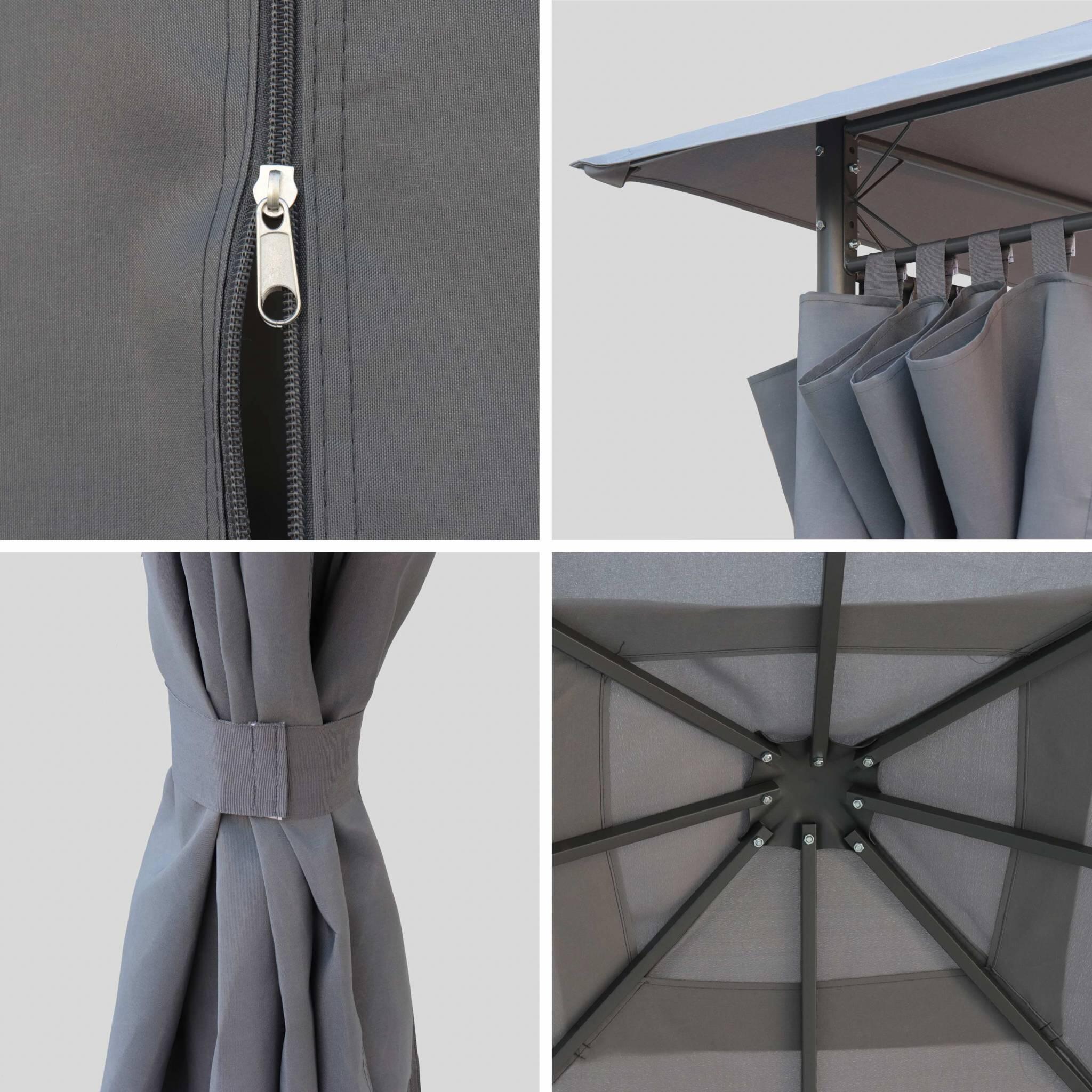 Dossel e cortinas para o caramanchão, Elusa 3x3m, Cinza 2/2