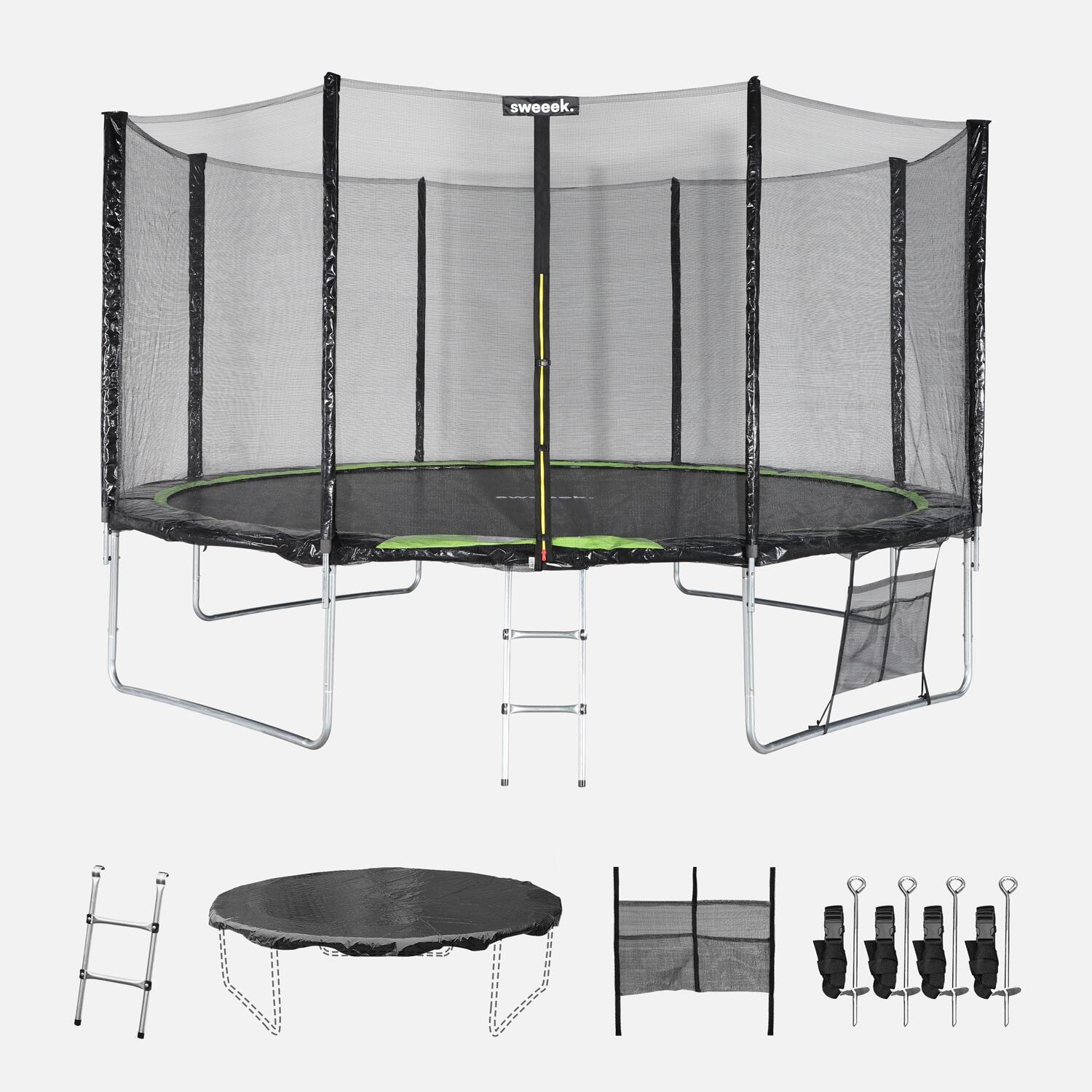 SWEEEK Trampolim com pacote de acessórios de 430cm, Verde
