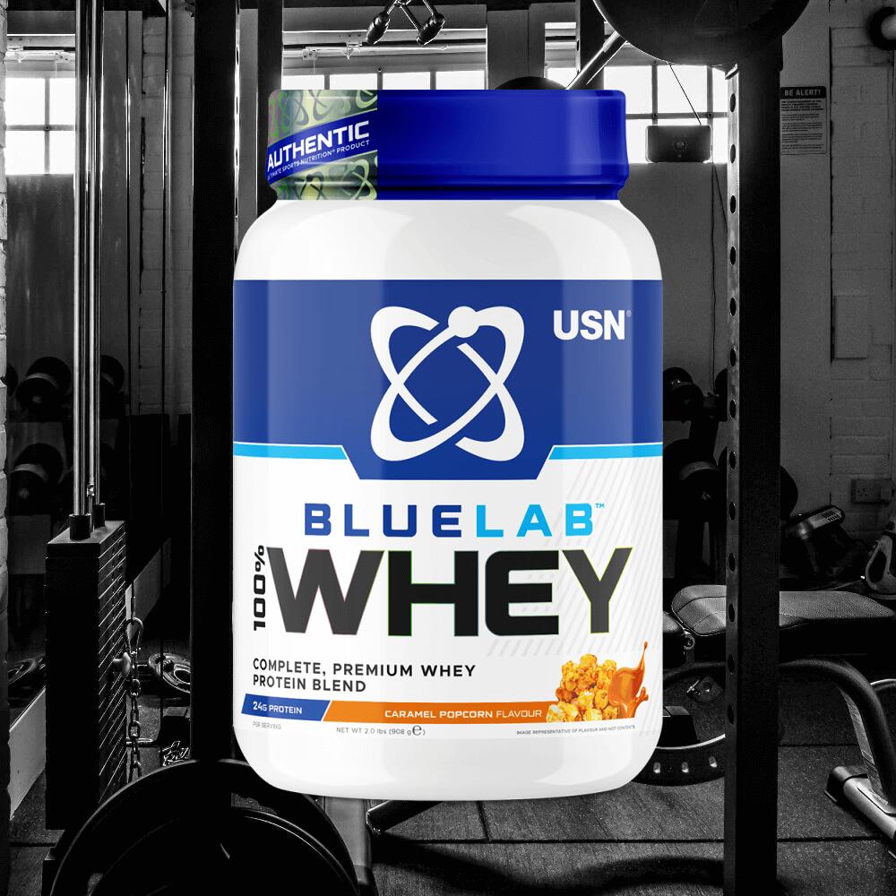 USN Blue Lab Whey (908g) Caramel Popcorn - Eiwitten - Wei-eiwit Mix 2/3