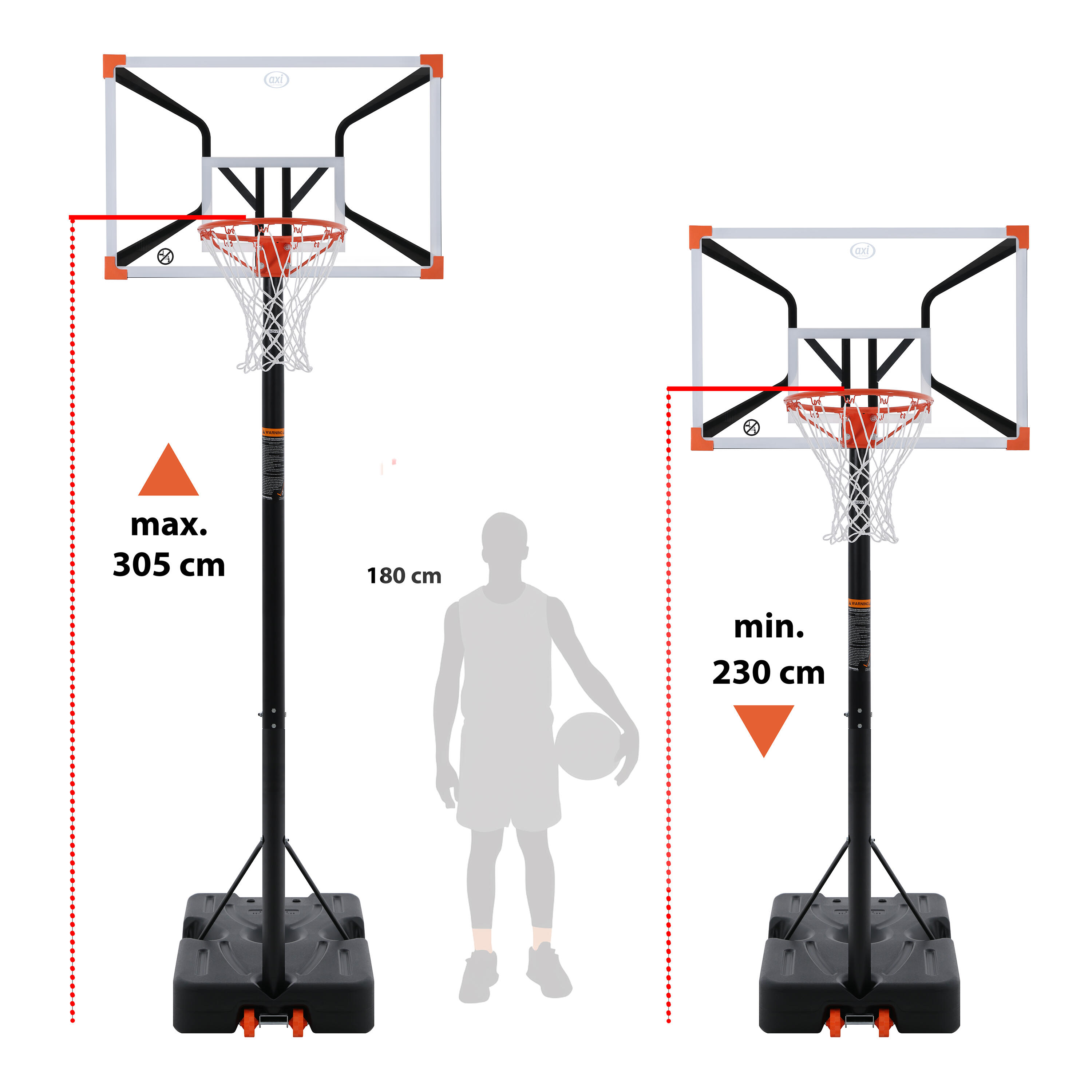 Basket sur Pied Elite, 230-305 cm, + 6 ans, Orange/Blanc 3/7