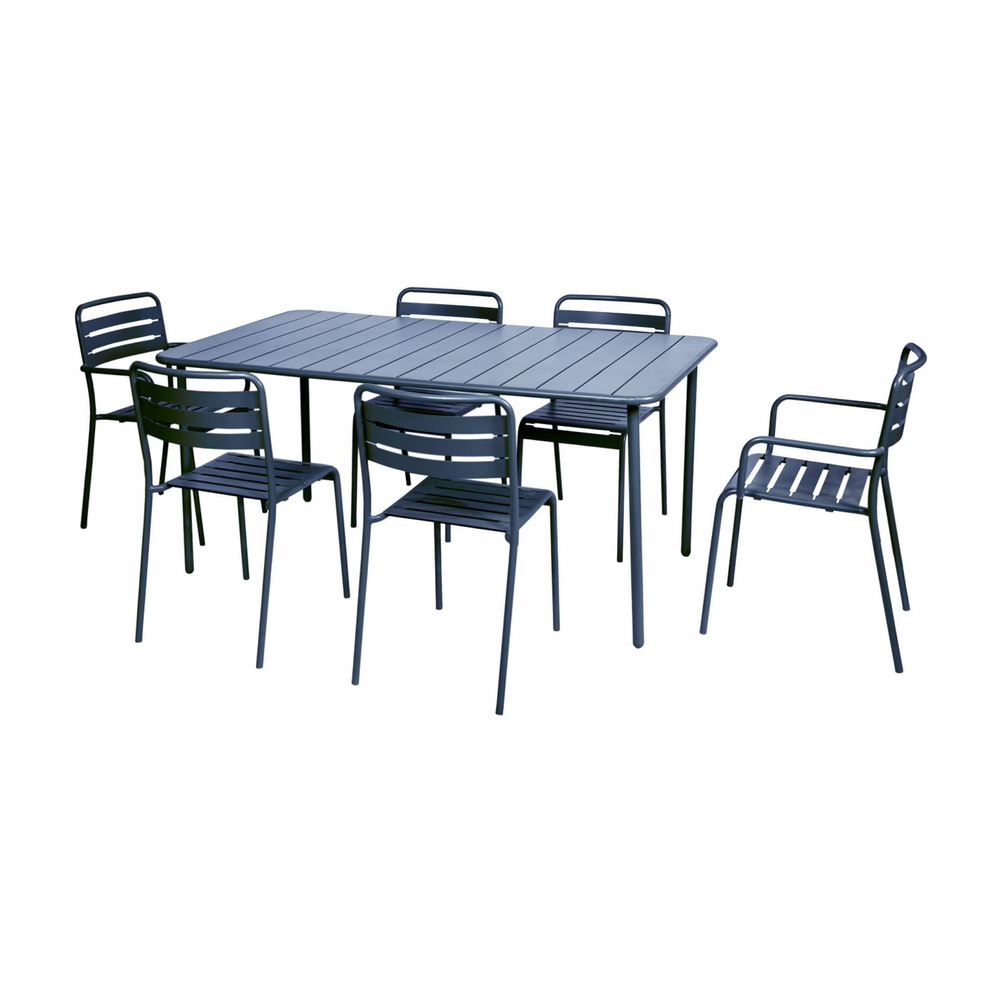 Mesa de jardín bistró de acero, 6-8 plazas, 160cm, Azul marino 5/6