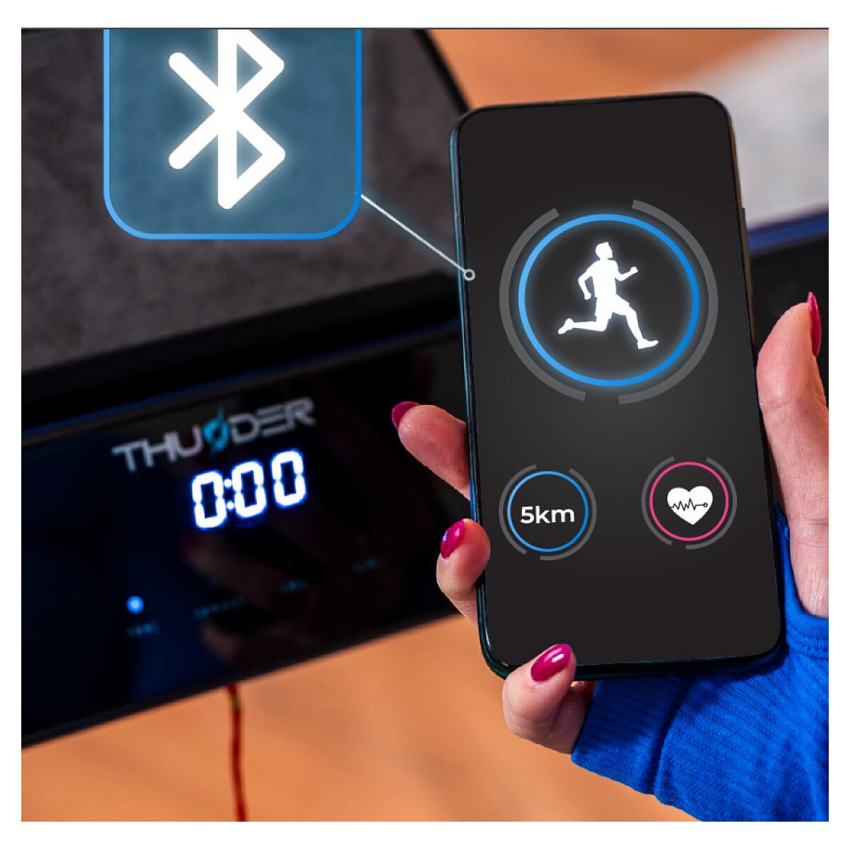 Bieżnia elektryczna treningowa do biegania składana Thunder ICON-BLUE 3/8