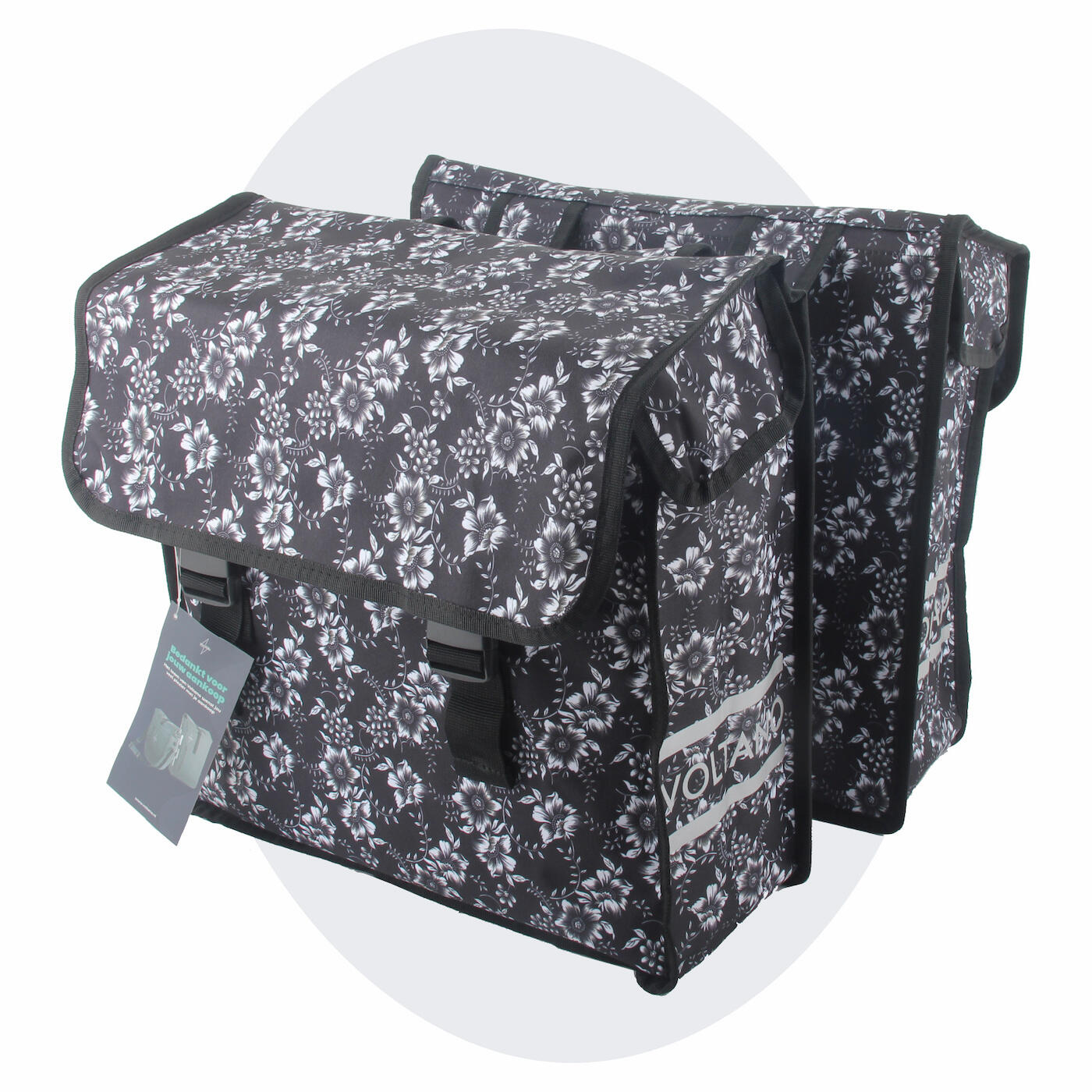 VOLTANO Voltano Dubbele Fietstas Floral Elegance - 38 Liter - Waterdicht Polyester