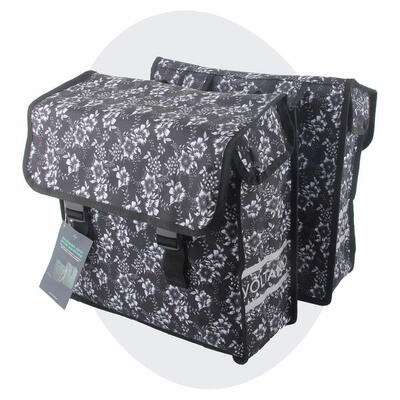 Voltano dubbele fietstas floral elegance - 38 liter - waterdicht polyester