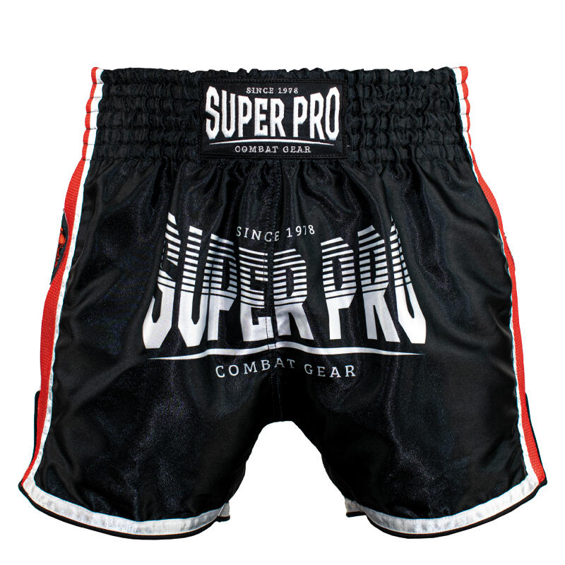 Super Pro Combat Gear Thai Short Stripes Zwart/Rood/Wit 3/4