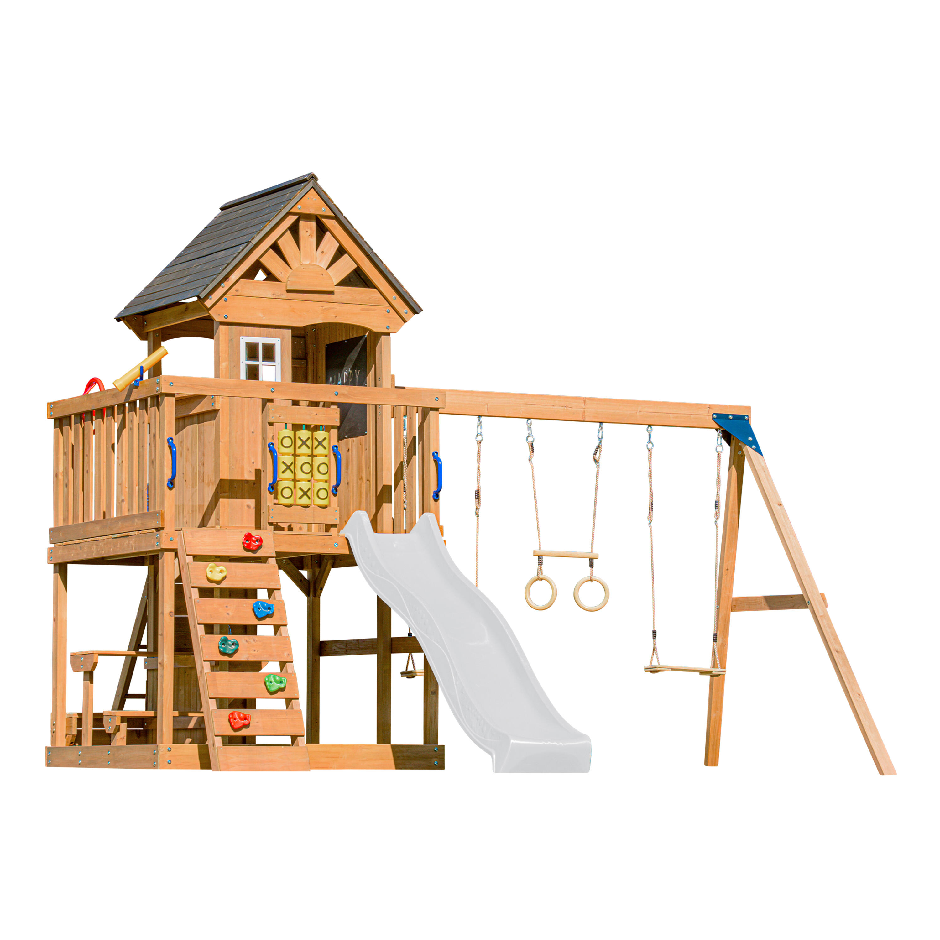 AXI AXI Jack Casa de madera para niños con 2 Columpios, Tobogán Blanco