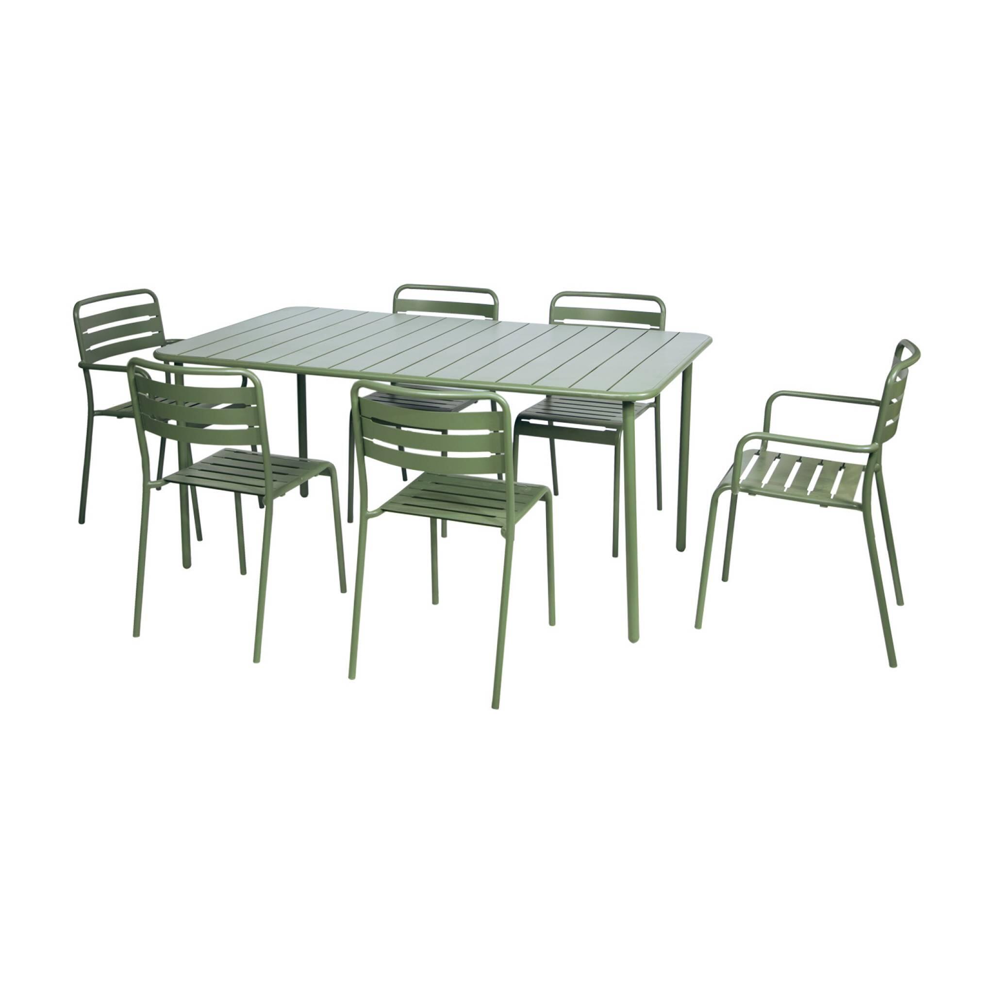 Mesa de jardín de metal de 6-8 plazas, Verde 5/6