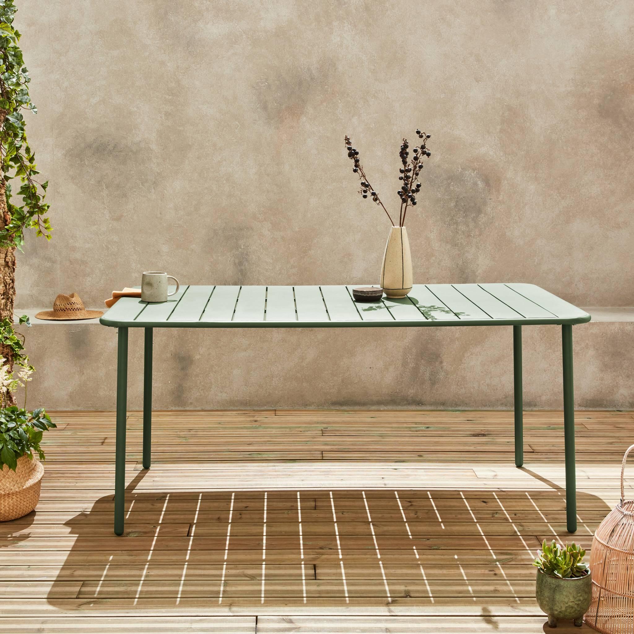 Mesa de jardín de metal de 6-8 plazas, Verde 3/6