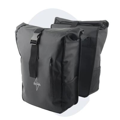 Voltano dubbele fietstas rolltop - zwart - 48 liter - 100% waterdicht