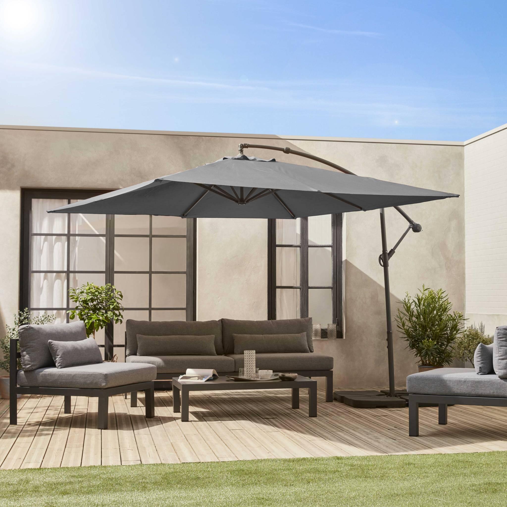 Ombrellone quadrato offset 3x3m, Grigio 2/6