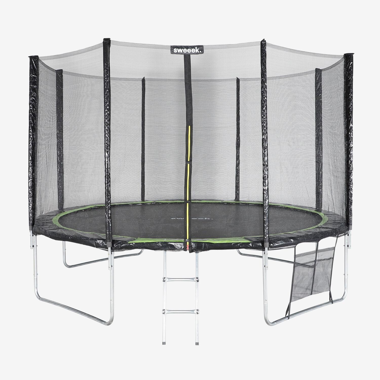 SWEEEK Cama elástica con pack de accesorios, 370cm, Verde