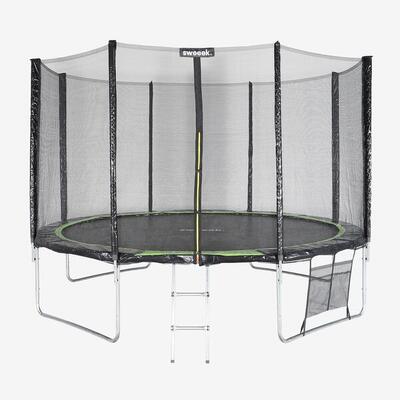Trampolino 370cm con pacchetto di accessori. Grigio
