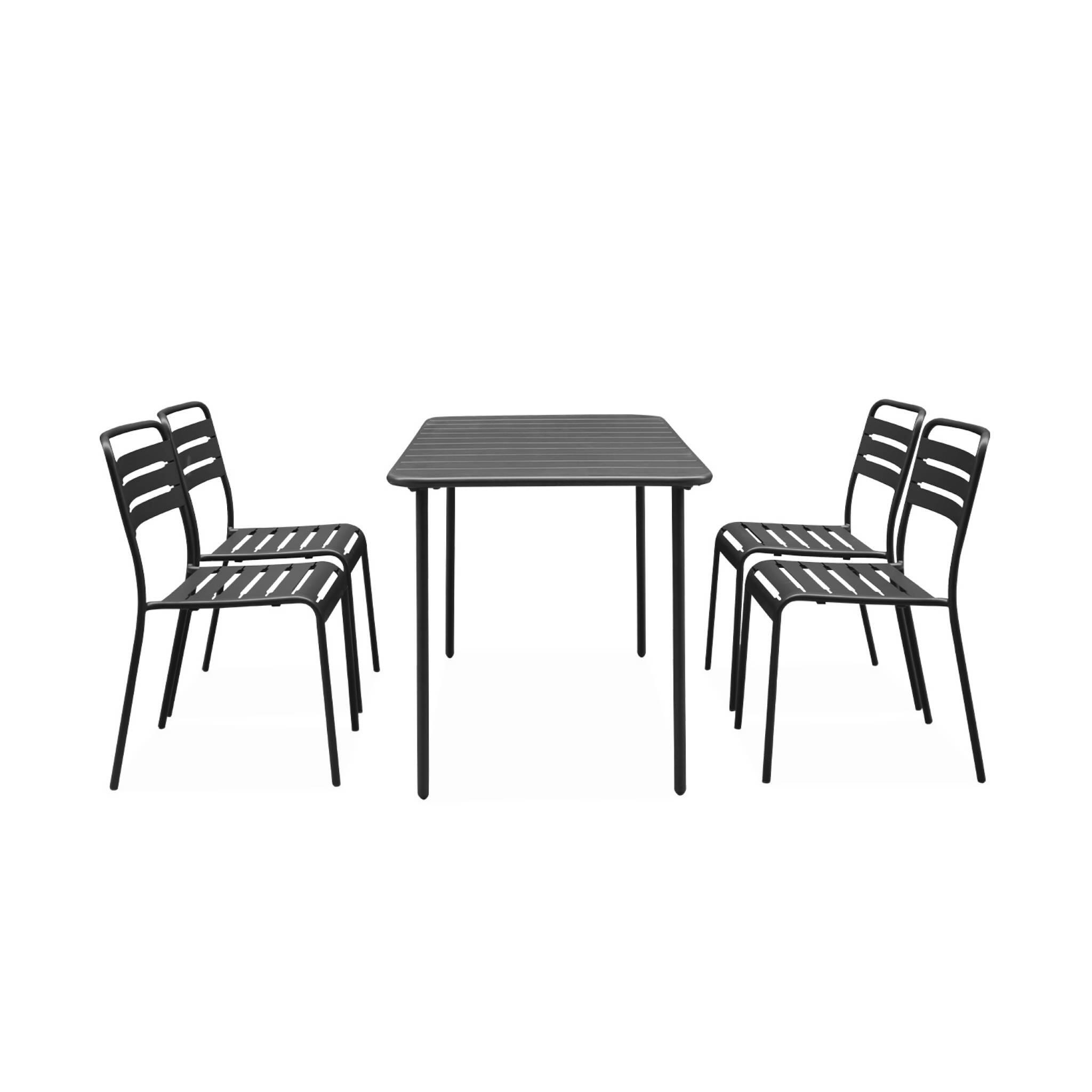 Mesa de jardim em metal, 4 cadeiras, Antracite 5/6