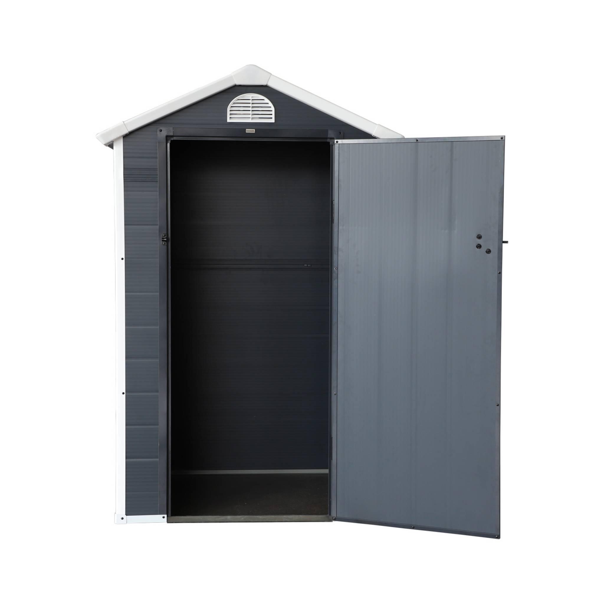 Casetta da giardino in plastica, struttura in alluminio, 1.39m², Antracite 5/6