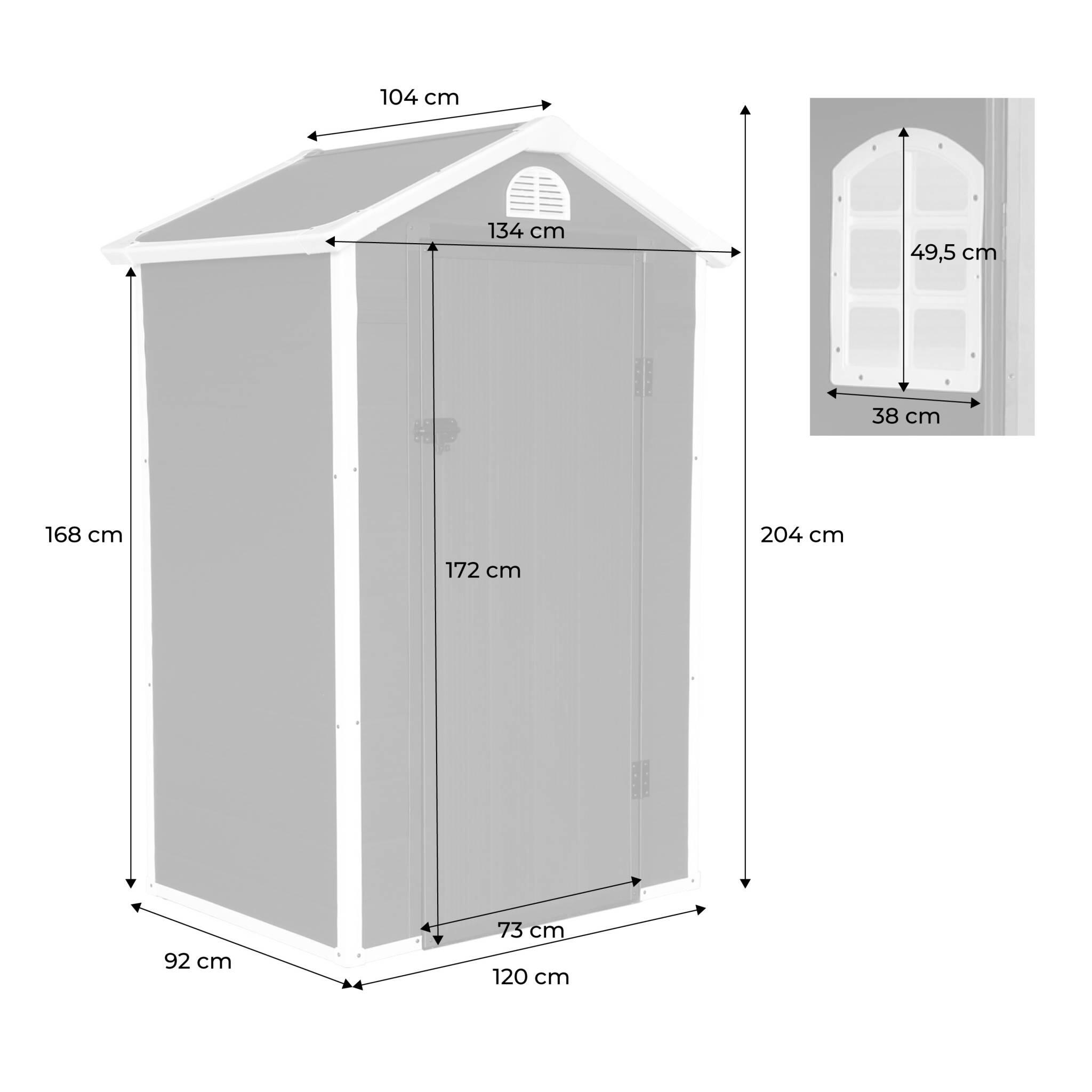 Casetta da giardino in plastica, struttura in alluminio, 1.39m², Antracite 4/6
