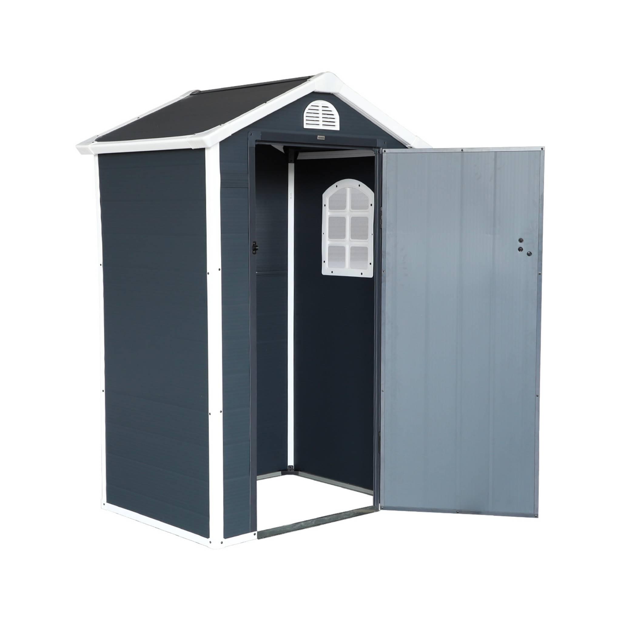 Casetta da giardino in plastica, struttura in alluminio, 1.39m², Antracite 2/6