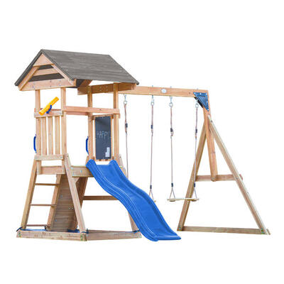 Struttura arrampicata con altalena doppia marrone Mia - scivolo verde limone