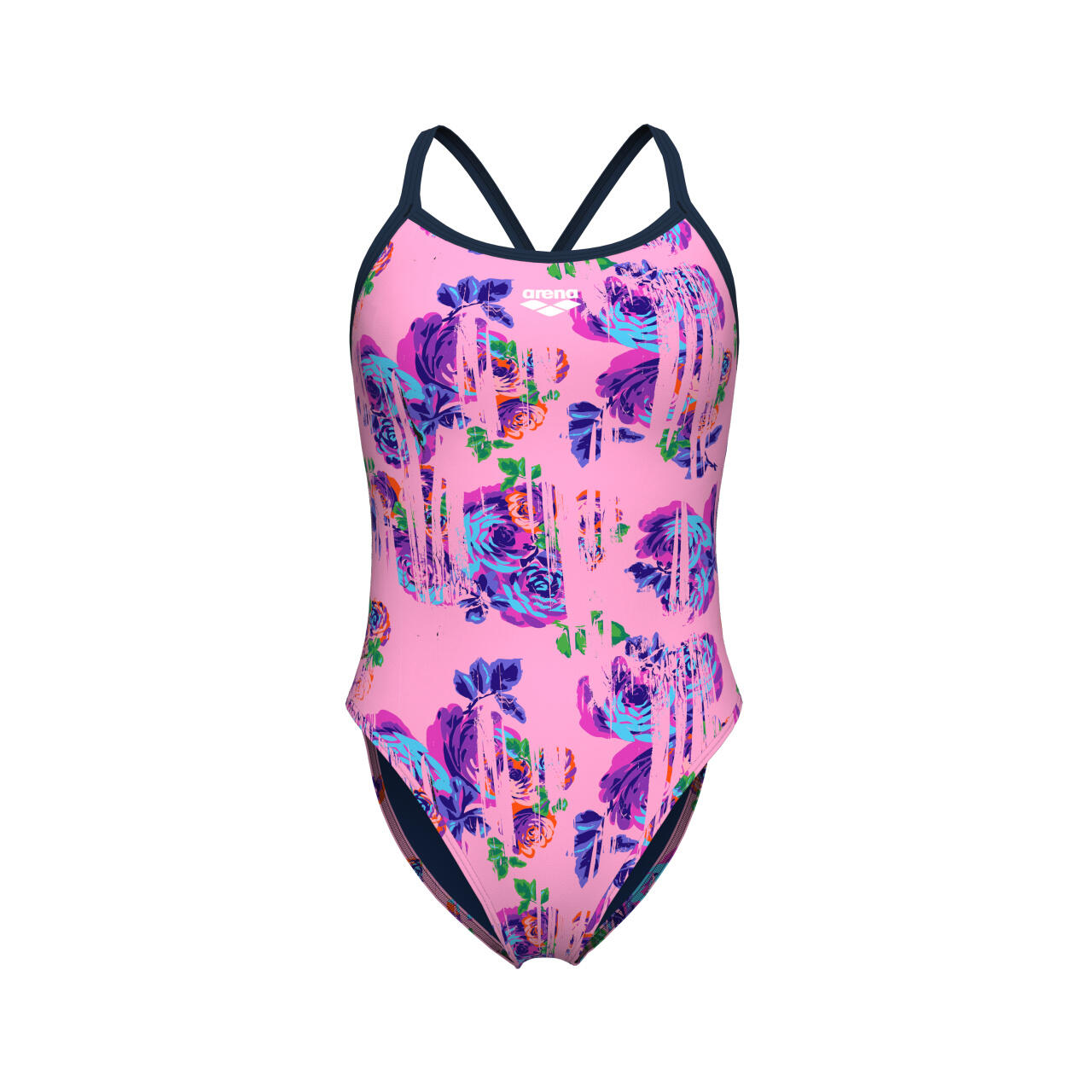 Maillot de bain femme Arena Rose Texture Xcross Back Multi Pink-Navy 3/7