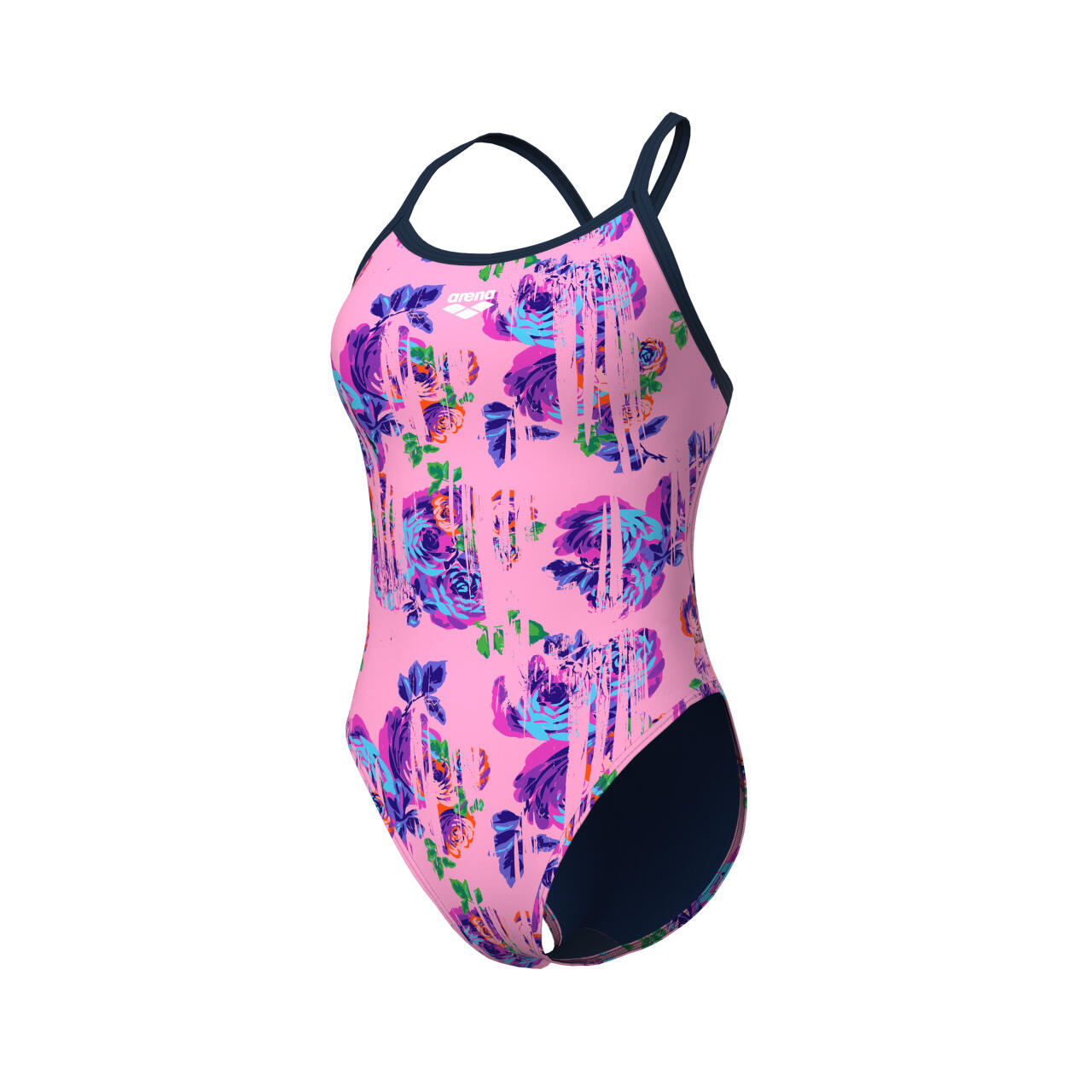 Maillot de bain femme Arena Rose Texture Xcross Back Multi Pink-Navy 4/7