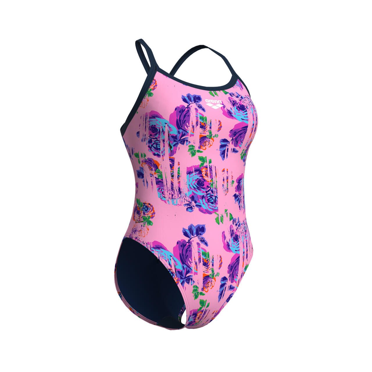 Maillot de bain femme Arena Rose Texture Xcross Back Multi Pink-Navy 5/7