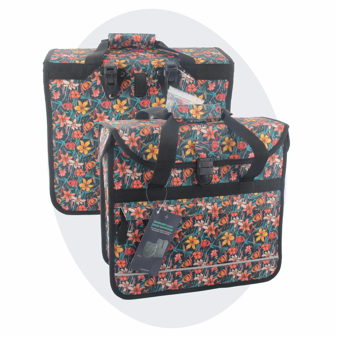 VOLTANO Voltano Voorgevormde Enkele Fietstas / Pakaftas - Floral Fiesta - 17L