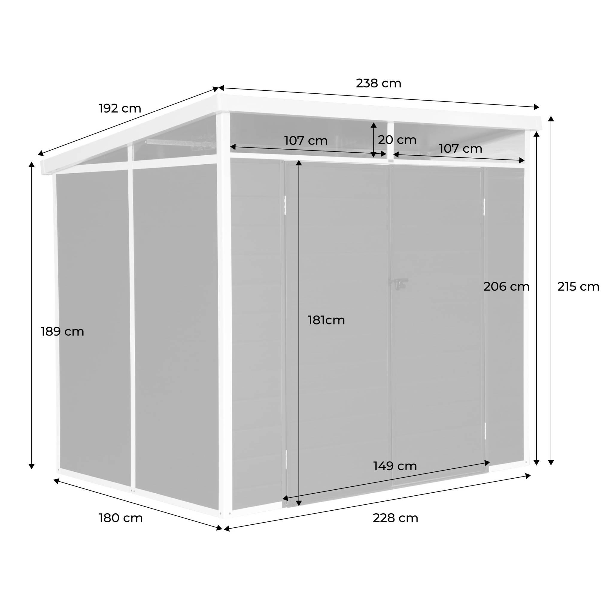 Caseta de jardín de plástico, estructura de aluminio, 4.55m², Antracita 4/6