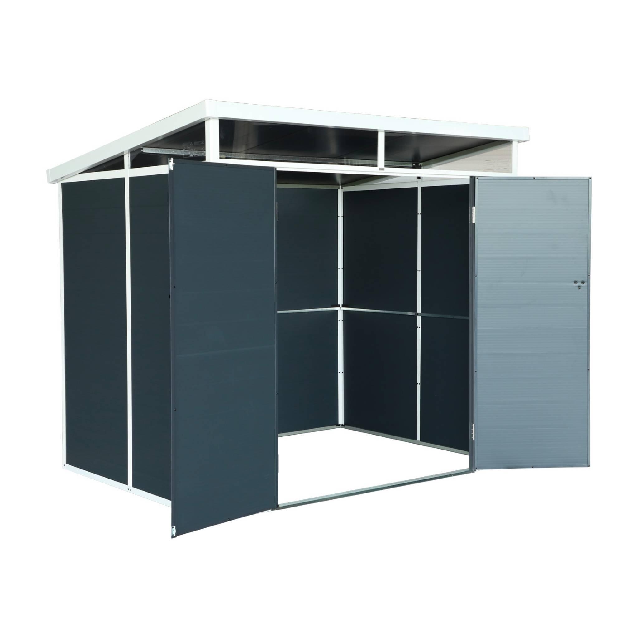 Caseta de jardín de plástico, estructura de aluminio, 4.55m², Antracita 2/6