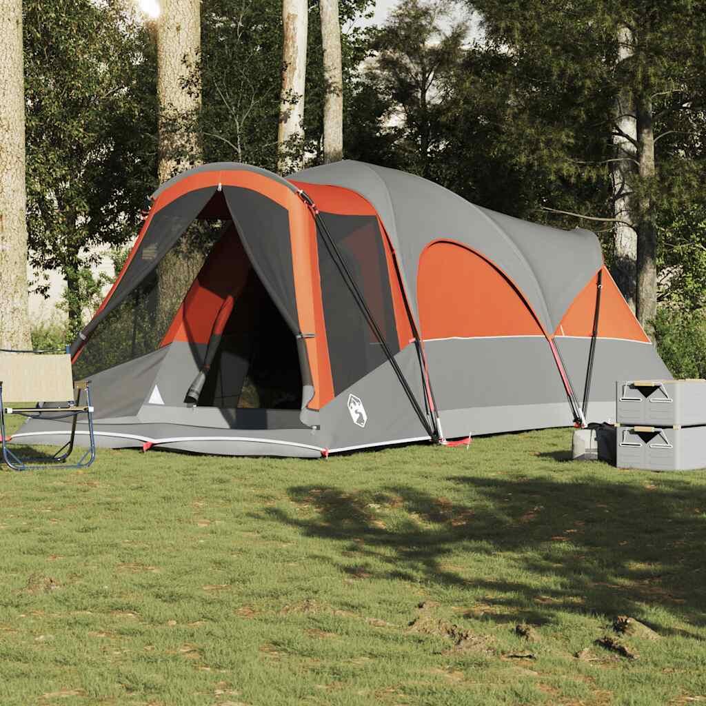 Tente tunnel VidaXL 8 personnes imperméable gris et orange 4/7